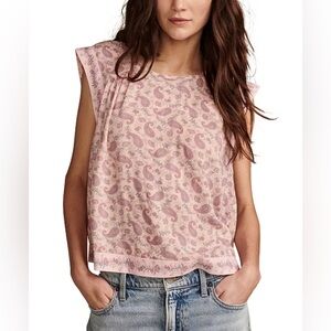 Lucky Brand
Women's Paisley Sleeveless High-Low Top  Size XL